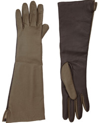 Barneys New York Two Tone Long Leather Gloves