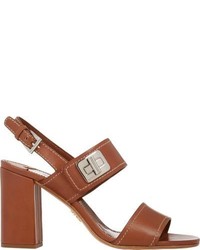 Brown Leather Heeled Sandals