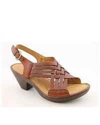 Carrine Brown Open Toe Leather Slingback Sandals Shoes