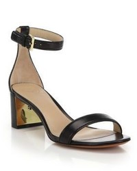 Tory Burch Cecile Leather Mid Heel Sandals