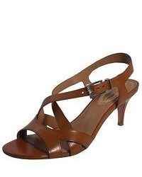 Elie Tahari Luggage Brown Alexandra Leather Strappy Sandals 365