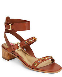 Isaac Mizrahi Stone Studded Leather Sandals