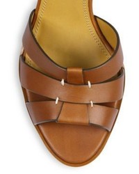 Ralph Lauren Jensen Stacked Heel Leather Sandals