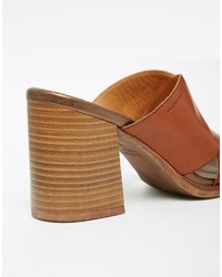 Vagabond Lea Tan Leather Heeled Mule Sandals