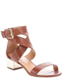 Ciao Bella Mid Brown Leather Cobble Metallic Heel Sandals