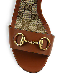 Gucci Stacked Heel Horsebit Leather Sandals
