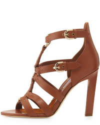 Brian Atwood Strappy Leather Sandal Brown
