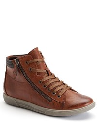 Brown Leather High Top Sneakers