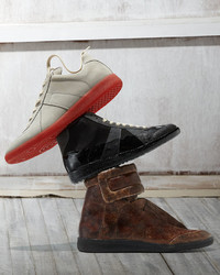 Maison Margiela Future Antique Distressed Leather High Top Sneaker Brown