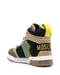 Moschino High Top Panelled Leather Sneakers