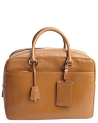 Prada Beige Calfskin Leather Box Top Handle Weekender
