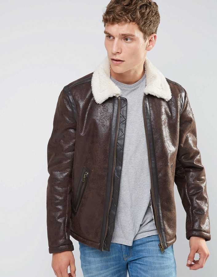 faux leather aviator jacket