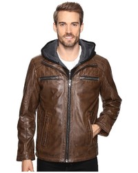 Scully Karl Leather Jacket With Zip Out Hoodie Coat