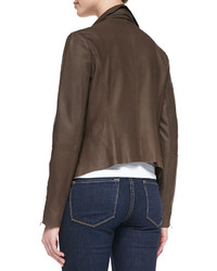 Neiman Marcus Leather Drape Front Jacket