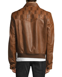 Just Cavalli Leather Patchwork Yoke Blouson Jacket Sandtan