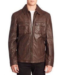 Cole Haan Leather Zip Up Jacket