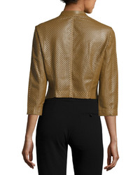 Alberto Makali Perforated Faux Leather Jacket Brown