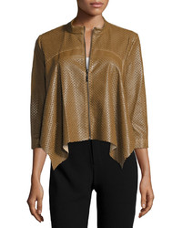 Alberto Makali Perforated Faux Leather Jacket Brown