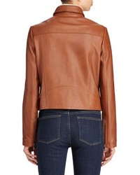 Lauren Ralph Lauren Shirt Collar Leather Jacket