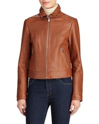 Lauren Ralph Lauren Shirt Collar Leather Jacket
