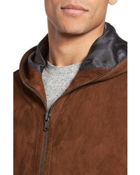 John Varvatos Star Usa Hooded Leather Bomber Jacket