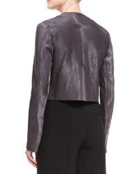 Diane von Furstenberg Tailored Zip Front Cropped Leather Jacket