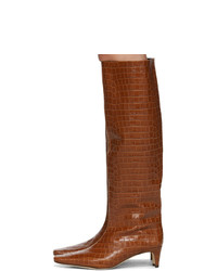 Staud Brown Croc Wally Boots