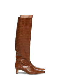 Staud Brown Croc Wally Boots