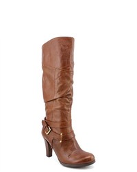 GUESS Farnellis Brown Leather Fashion Knee High Boots