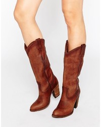 Frye Jackie Button Western Leather Heeled Knee Boots