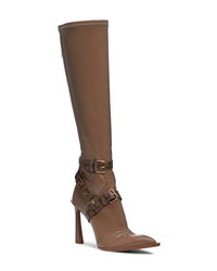 Fendi Logo Harness Pointy Toe Knee High Boot
