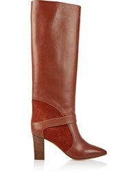 Chloé Suede Paneled Leather Knee Boots