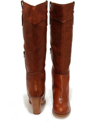 Diba True Connect Tion Tan Leather Knee High Heel Boots