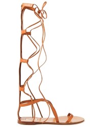 Brown Leather Knee High Gladiator Sandals