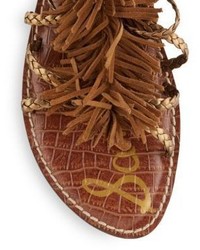 Sam Edelman Gia Knee High Fringed Metallic Leather Sandals