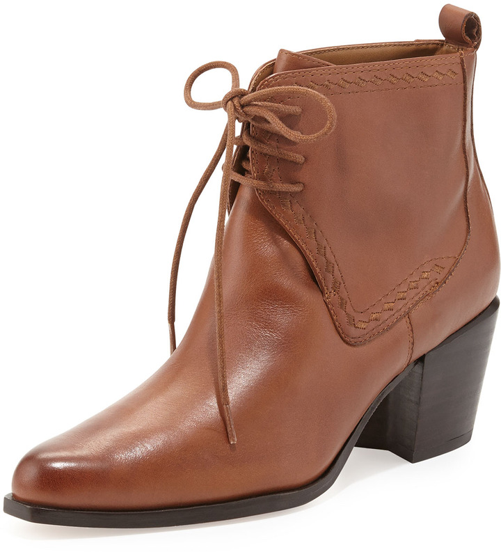 tan flat lace up ankle boots