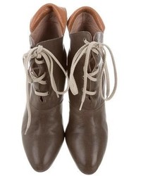 Chloé Leather Lace Up Ankle Boots