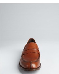 a. testoni Russet Shined Leather Penny Loafers