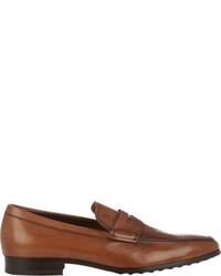 Tod's Apron Toe Penny Loafers Brown