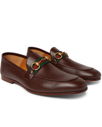 Gucci Brixton Webbing Trimmed Horsebit Collapsible Heel Leather Loafers