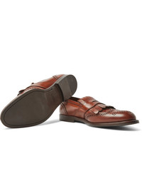 Brunello Cucinelli Brogue Detailed Leather Kiltie Loafers