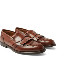 Brunello Cucinelli Brogue Detailed Leather Kiltie Loafers