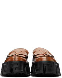 Versace Brown Greca Sole Loafers
