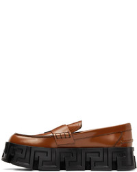 Versace Brown Greca Sole Loafers