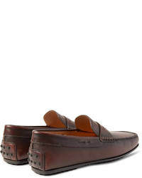 Tod's City Gommino Burnished Cross Grain Leather Penny Loafers