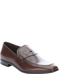 Prada Dark Brown Leather Penny Loafers