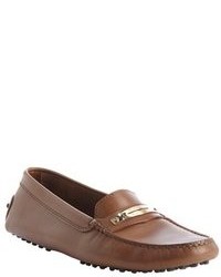 Tod's Dark Brown Leather Slip On Loafers