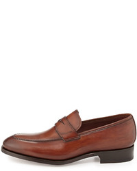 Magnanni For Neiman Marcus Almond Toe Penny Loafer Brown