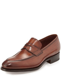 Magnanni For Neiman Marcus Almond Toe Penny Loafer Brown