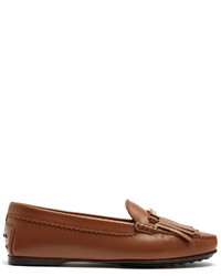 Tod's Gommini Double T Bar Leather Loafers